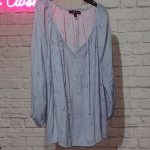 Fred David Light Blue Striped Blouse (L)